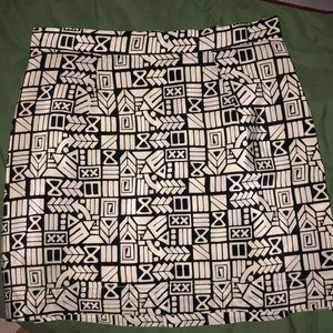 Patterned Black and White Mini Silk Skirt
